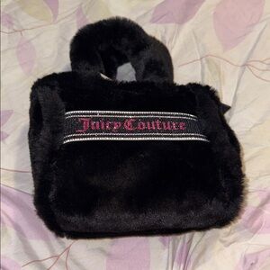 Juicy Couture Black Faux Fur Tote Bag